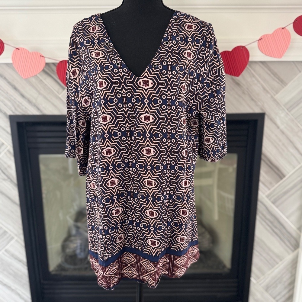 Some Days Lovin' Tunic Bohemian Print V-Neck‎ Casual XS